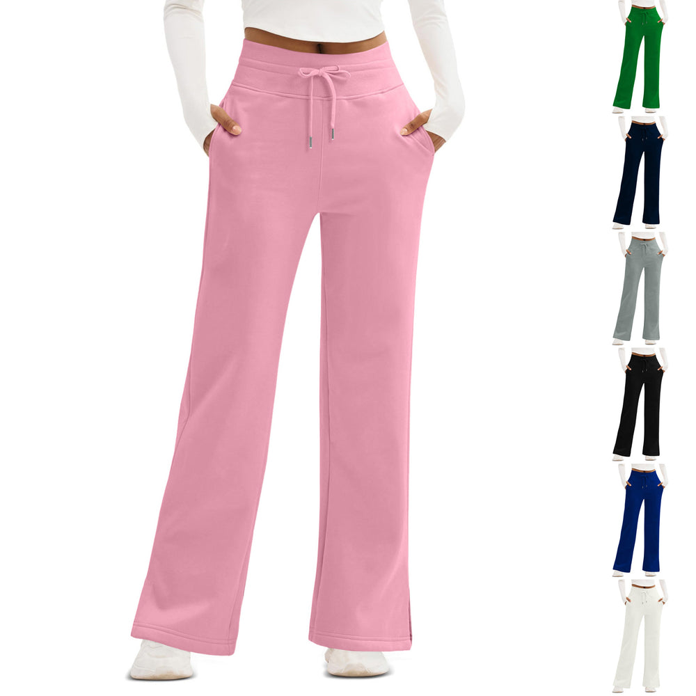 cross-border new women's lightweight wide-leg pants - high-waisted, casual, solid color, flowy trousers