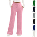 cross-border new women's lightweight wide-leg pants - high-waisted, casual, solid color, flowy trousers