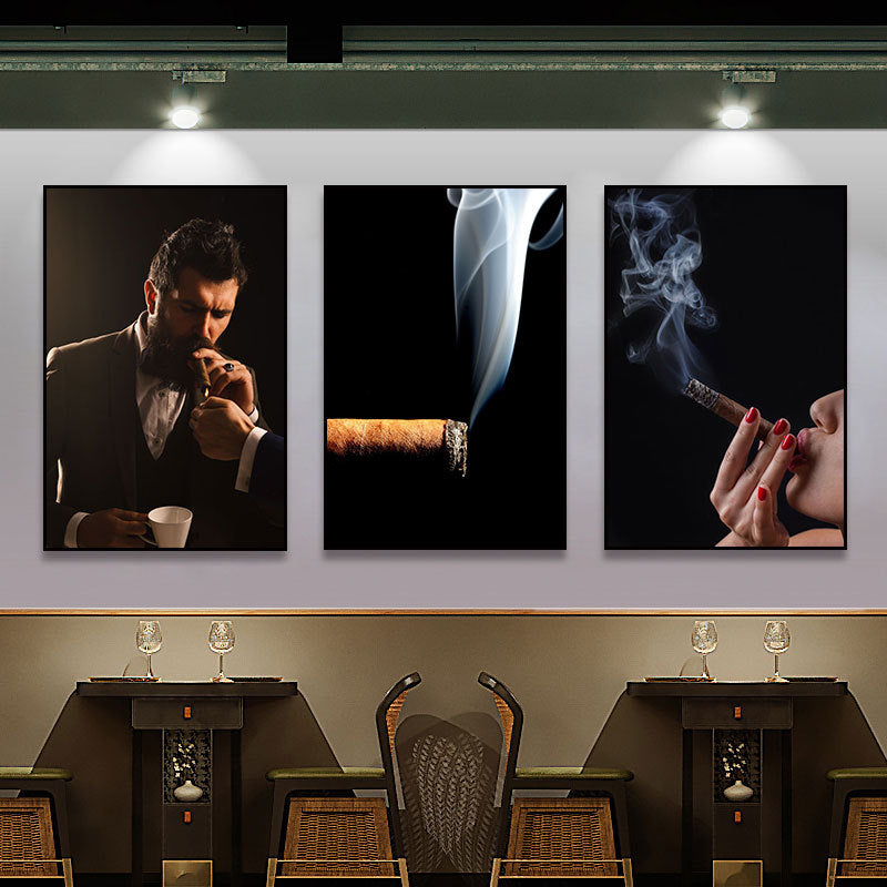 Cigar decorative painting bar clear bar hanging painting smoking retro coffee shop theme restaurant dining hotel box mural