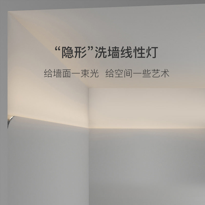 upward lighting linear corner return reflective light slot with ceiling washing top pre-embedded waist line invisible wall washing line light