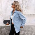 european and american new arrival cross-border e-commerce   independent website washed denim cardigan long sleeve jacket women's trendy style