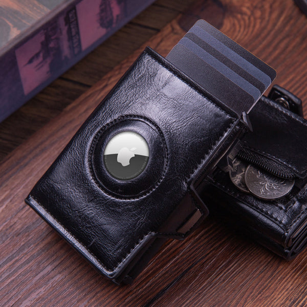 New airtag card bag tracker FRID card bag anti-theft brush men's and women's multi-card credit card wallet card holder