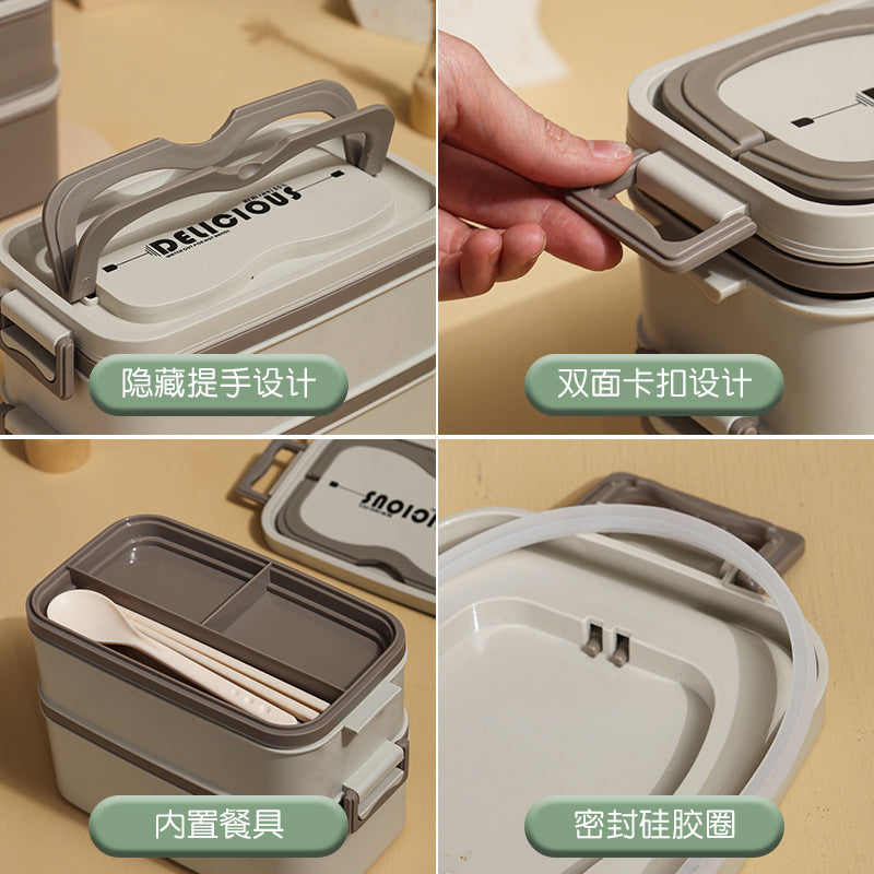 304 stainless steel lunch box satchel multi-layer thermal insulation lunch box portable lunch sealed rectangular lunch box