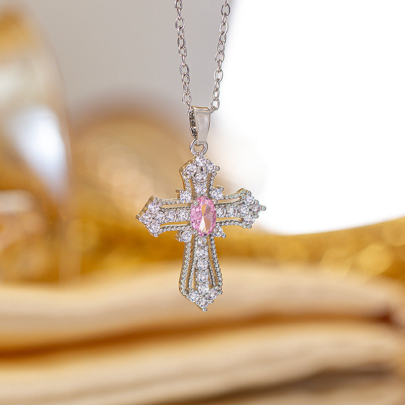 popular copper micro-embedded accessible luxury cross necklace for women fashioneasiest for matchelegant non-fading clavicle chain jewelry