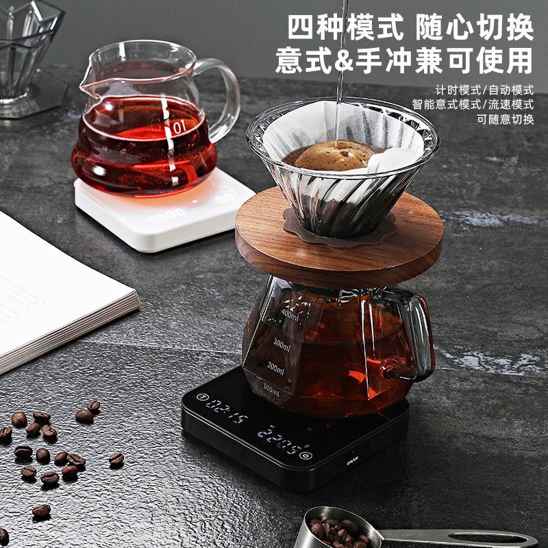 Tempered glass surface hand brew coffee digital scale mini coffee scale italian gram scale accurate timing weighing kitchen scale