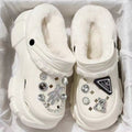 White 8388 crocs [diamond bear] fleece-lined with detachable inserts