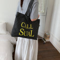Casual and lazy style letterprintingsatchel bag koreanniche style polka dot canvas bag large capacity work clothing tote bag