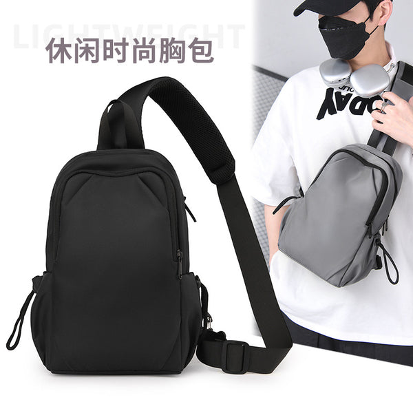Fashion trendy cool messenger bag men's breast bag large capacity lightweight anti-splashing fabric chest backpack casual shoulder bag
