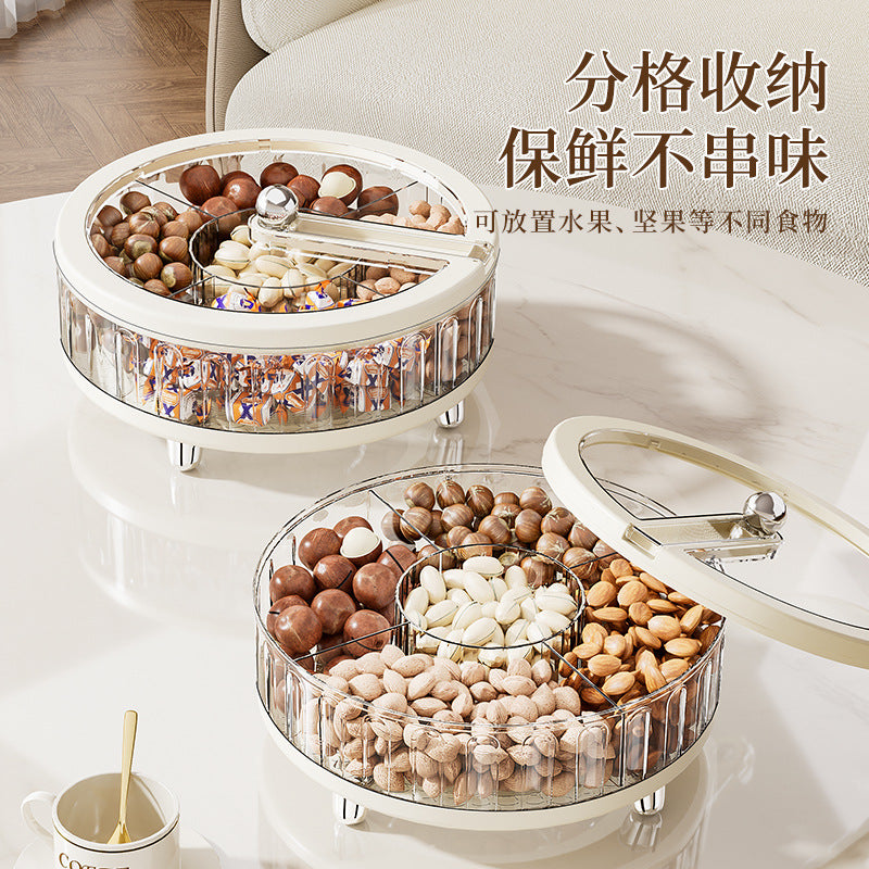 Grid fruit plate household living room desktop coffee table sealed candy box snack storage melon seeds snack nut dried fruit plate