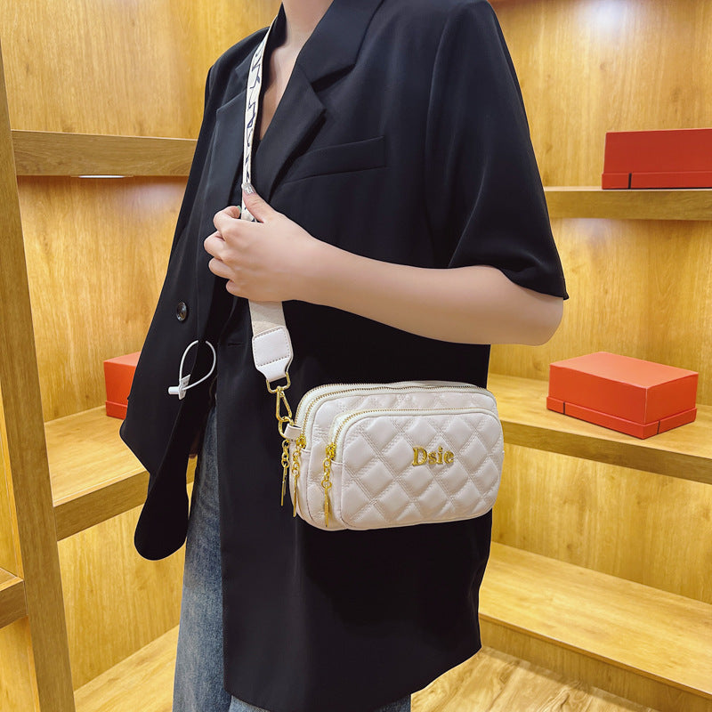 Xiaoxiangfeng bag new arrivalfashion quilted embroidery thread women's bag easiest for match shoulder bag three-layer chain mobile phone bag crossbody bag
