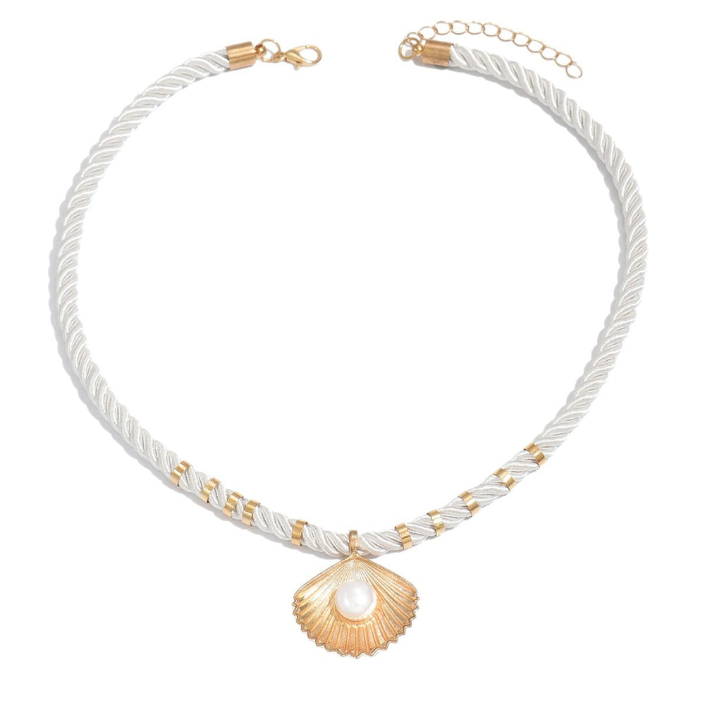 Pearl shell necklace wholesale european and american fashion hot-selling vacation style pendant niche high-end personalized knot necklace