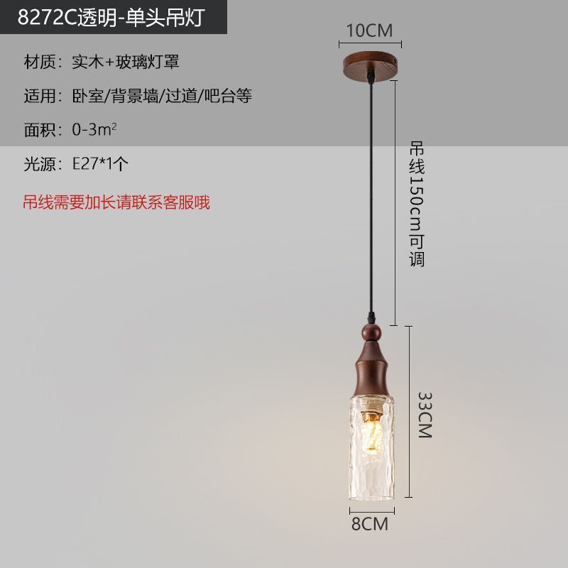 Medieval style lamps bedroom bedside small chandelier bedside table retro restaurant aisle new chinoiserie single head long hanging lamp