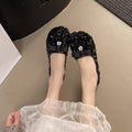 fashionable casual evening french bowknot new spring sequin flat loafers women's single shoes