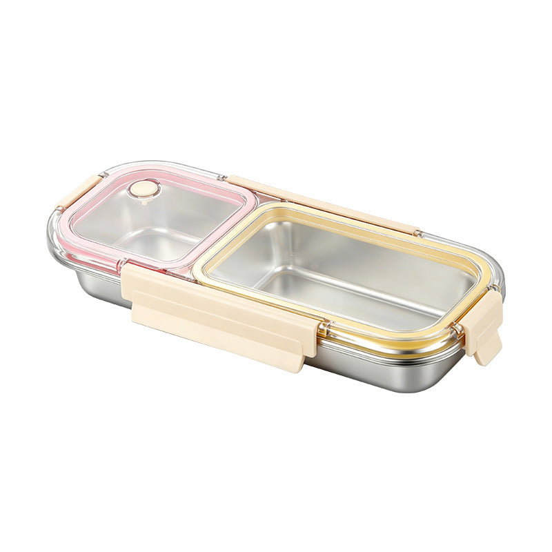 304 stainless steel divided lunch box - airtight food storage container for prepping meals, perfect for office workers and students. microwave safe