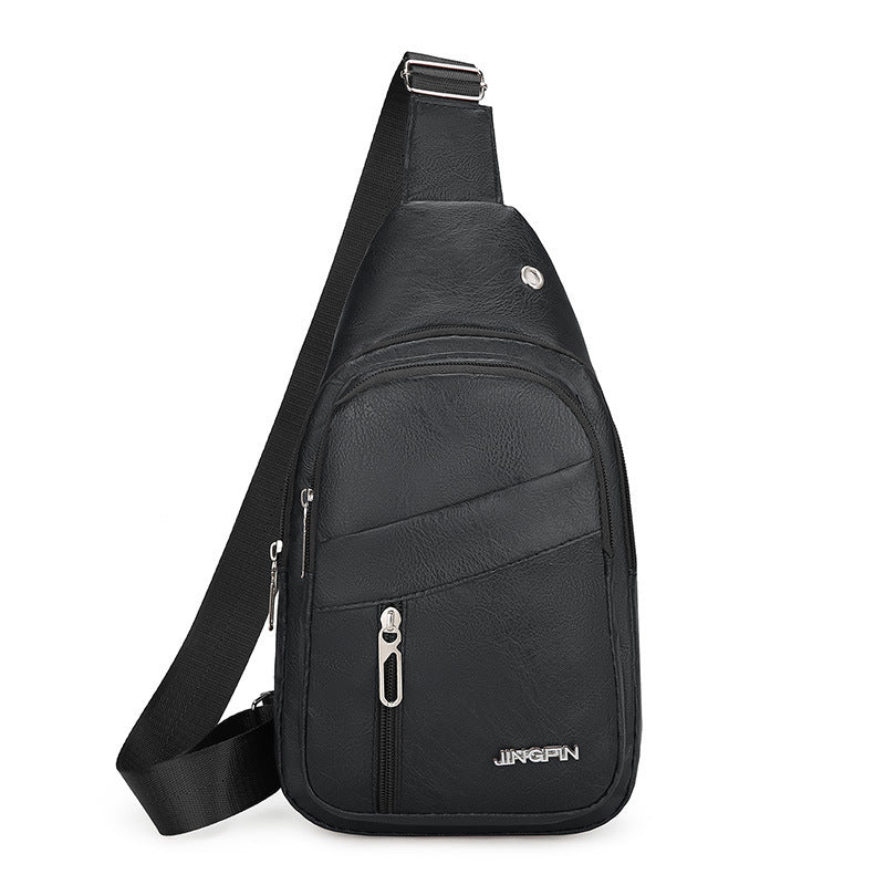 Cross-border men's breast bag pu leather fashion commuting shoulder bag large capacity casual versatile travel messenger bag tide