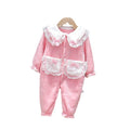 Baby girl's autumn/winter korean style flannel romper - princess style double-layer warm crawling suit for infants