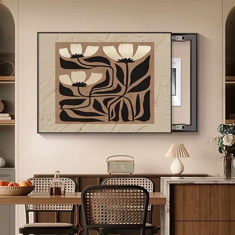 French retro meter box decorative painting advanced non-punching 2024 new abstract restaurant distribution box blocking hanging painting