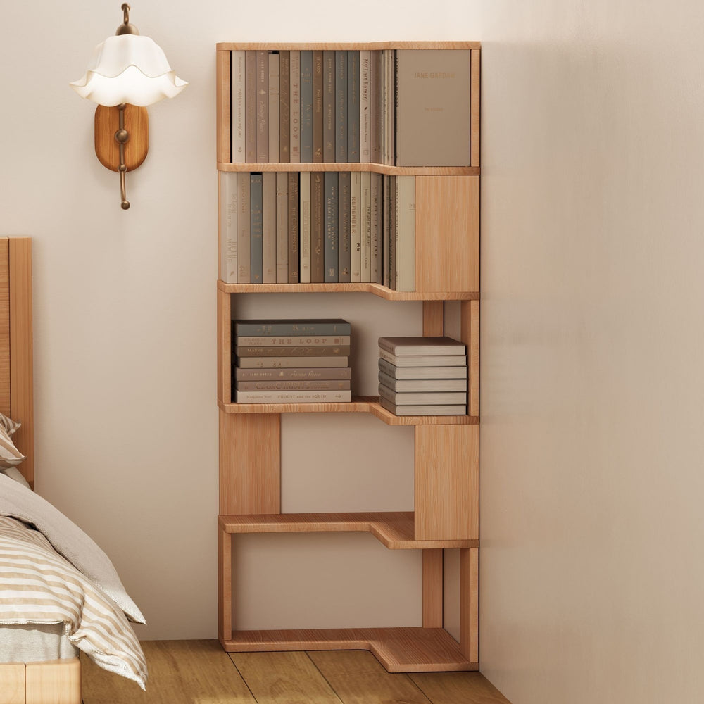 Rotating bookshelf, large capacity home storage rack, living room bookshelf, floor-standing storage rack, wall-mounted student bookcase, wooden bookshelf