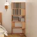 Rotating bookshelf, large capacity home storage rack, living room bookshelf, floor-standing storage rack, wall-mounted student bookcase, wooden bookshelf