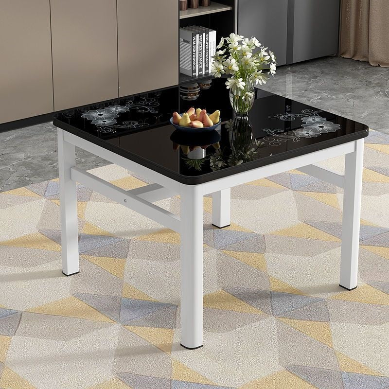 Square tempered glass dining table and chair set - modern minimalist design for small spaces