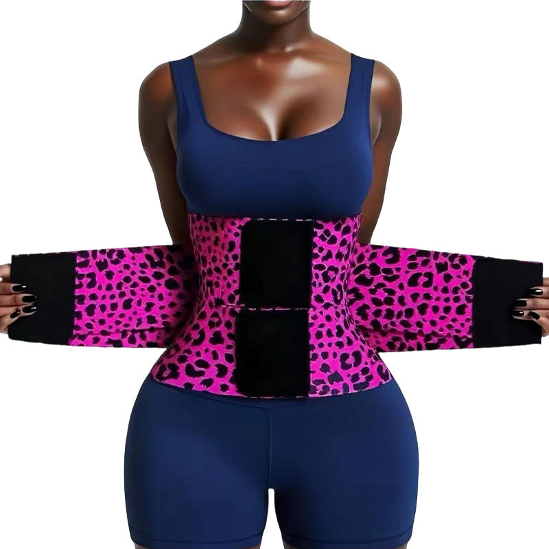 new arrival high elastic waist trainer belt red and yellow leopard print shaping slimming belt abdominal control female waist trainer
