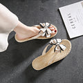 Women's flip-flops summer new style korean style floral bow indoor casual non-slip soft sole beach sandals
