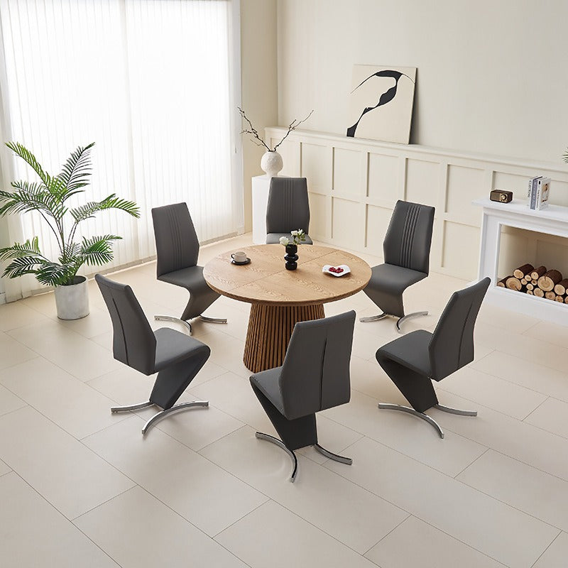 Dining tablessolid wood veneer dining table retractable foldable table accessible luxury restaurant for homemdf round table