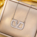 [copper inlaid with zirconium] cross-border popular letter necklace for women, versatile, high-end, light luxury, diamond-encrusted sweater chain jewelry
