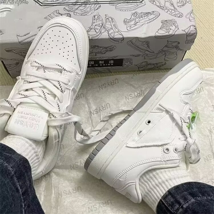 Hong kong style white sneakers - trending on instagram, versatile, height increasing, casual shoes for women, 2026 spring new arrivals, student athletic skate shoes
