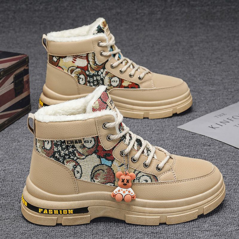 Boots men's high top 2025new arrivalwinter men's shoes fleece-linedthickenedheattech snow cotton shoes men's workwear boots men's