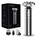 Smart anti-pinch shaver with floating magnetic triple heads, washable, led digital display, and multi-function design
