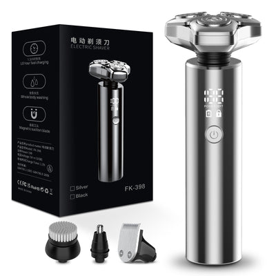 Smart anti-pinch shaver with floating magnetic triple heads, washable, led digital display, and multi-function design
