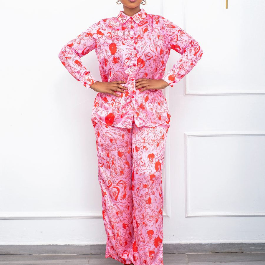 D266   new african plus size casual fashion loose print european and american two-piece cross-border outfit set