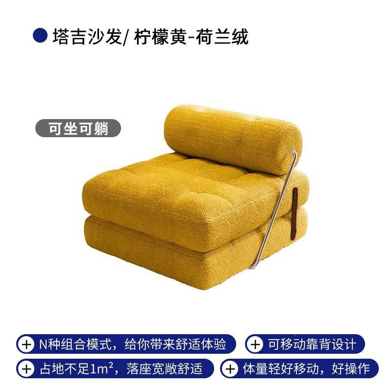 Single sofa small apartment living room tofu block tajine sofa bed foldable dual-purpose cream style modular lazy sofa