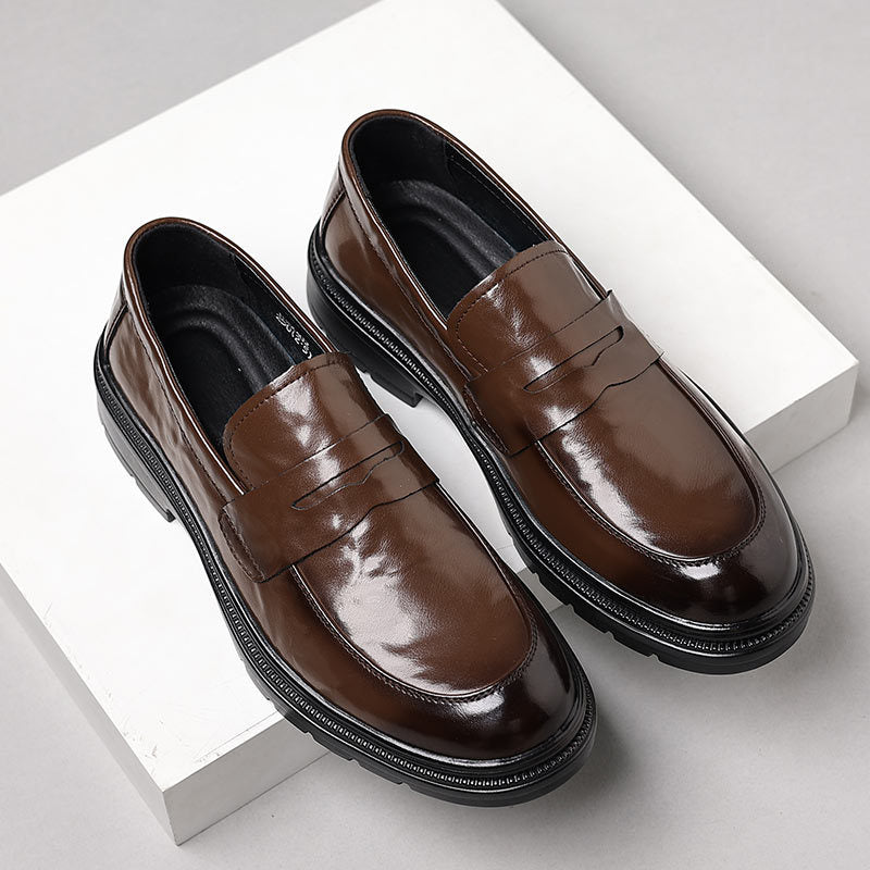 Genuine leather men's slip-on loafers - casual, soft sole, durable, versatile, trendy, and comfortable