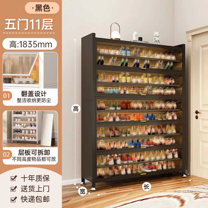 Household steel shoe cabinet, entrance door, large-capacity storage shoe cabinet, floor-standing multi-layer dust-proof shoe rack, rental house