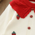 Girls' knit sweater cardigan & plaid skirt set - new autumn collection  - strawberry collar, baby girl red knit outfit