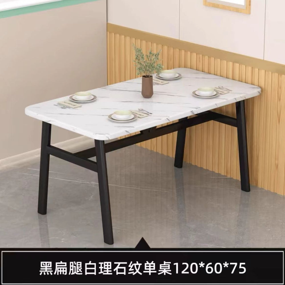 Luxury faux marble commercial dining table - rectangular dining table for wall-mounted use in rental properties, hotels, noodle shops, and restaurants - dining table and chair set