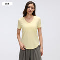 Women's yoga short-sleeve running t-shirt - loose fit, slimming, workout top - summer lightweight - d26087