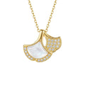 Japanese and korean style simple copper inlaid zirconium full diamond shell necklace accessible luxuryniche style female elegantfashion titanium steel clavicle chain jewelry