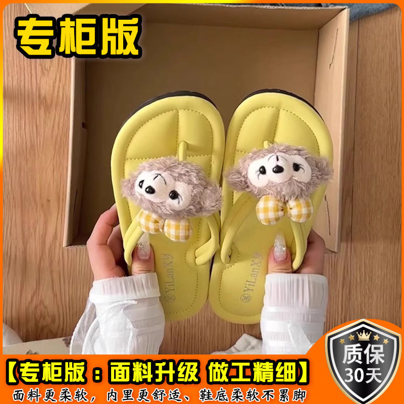 Little fairy cartoon cute shirley rose flip flops women's summer outwear 2025new arrivalsummerthick sole flip flops