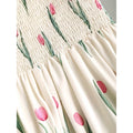 listing: new  women's original elegant square neck puff sleeve printed dress