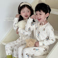 Kids' thermal underwear set - boys' and girls' autumn/winter warm base layer loungewear - soft fleece cotton seamless pajamas