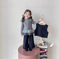 【dropshipping】spring  new girls' outfit set: baby lace-trimmed skirt, tank top, and long pants three-piece set