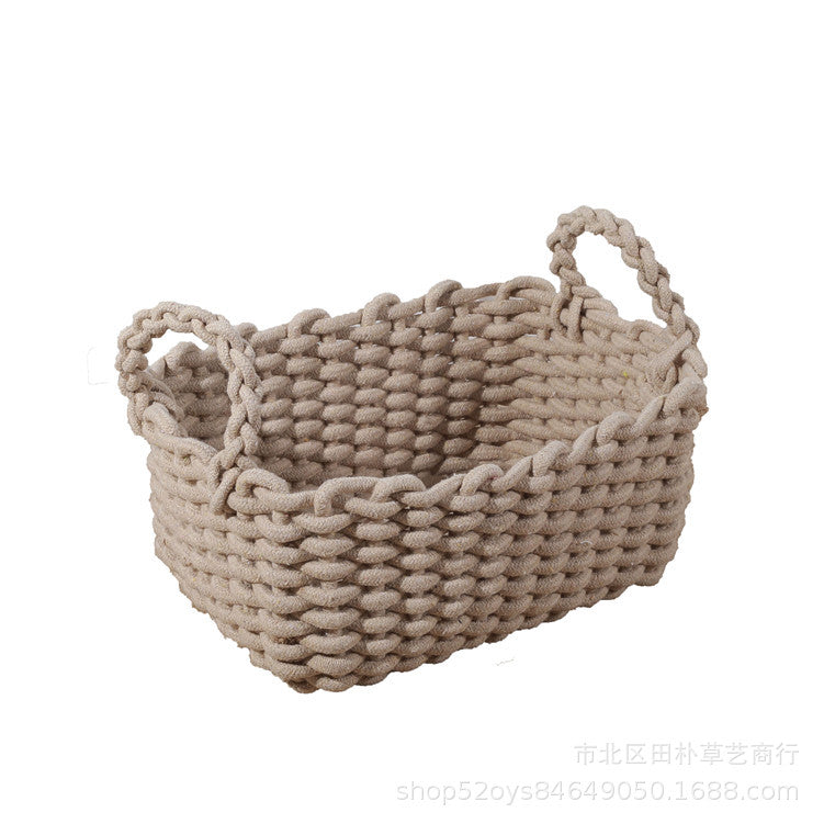 Cosmetics storage box Bear cotton rope woven storage basket Storage basket Skin care product storage finishing box Simple spot