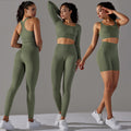 fashion seamless knittingpure color polka dot high elastic tight breathable yoga suit running fitness two-piece set