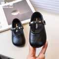 Vancahao girls' black leather shoes -  spring/autumn new korean style - simple and versatile princess shoes for toddlers and little girls