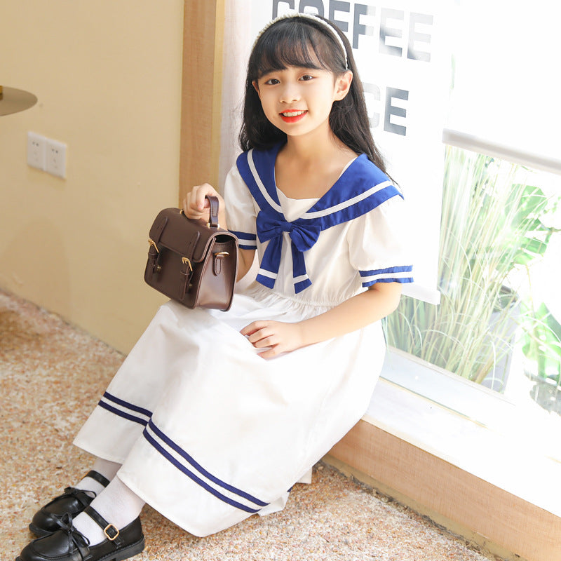 new arrival: stylish and chic preppy princess dress for girls - sailor collar summer dress for toddlers and big kids