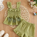 Girls' casual shirred tank top and shorts set