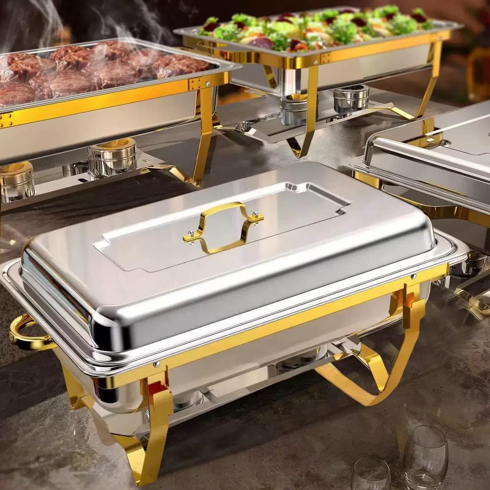 Gold stainless steel buffet warmer - commercial hotel buffet stove - alcohol-fired food warmer